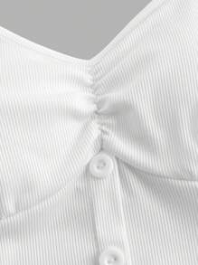 SHEIN Essnce 女性休閒性感修身，吸汗透氣，清爽舒適，加厚，釦扣，好友價值TOP 3件/套夏季免費胸罩 - 彩色 - 查看 7