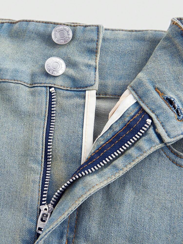 Women Summer Floral Embroidery Casual Short Denim Skirt