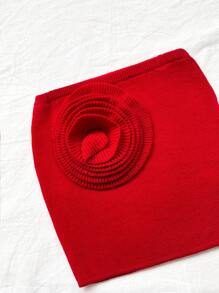 Soleia 假日三維大花低腰針織裙 - 紅色 - 查看 3