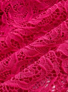 Anewsta 浪漫粉色网纱腰系带直角肩连衣裙 - 玫紅色 - 查看 7