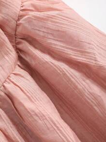 DAZY Robe d'été à manches volantées de couleur unie à la mode pour femmes, robe longue d'automne - Rose bonbon - Voir 3