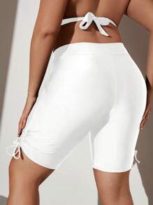 SHEIN Swim Curve Plus Size Women's Fashionable Drawstring Design Slimming Swimwear Bottom,Summer Beach