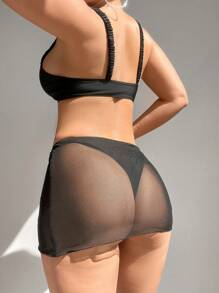 SHEIN Swim Frauen ohne Bügel Bikini-Badeanzug-Set mit Cover-Up Rock für Sommer Strandurlaub