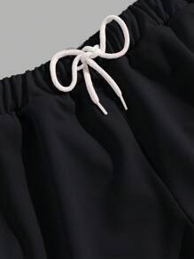 RueChic Camiseta regular com estampa de letras masculinas de algodão e short de duas peças