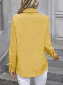 EMERY ROSE Camicia casual a monopetto da donna, con maniche lunghe, adatta all'uso quotidiano - Giallo - Visualizzare 2