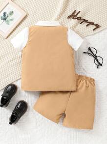 SHEIN 年輕男孩時尚純色紳士西裝套裝