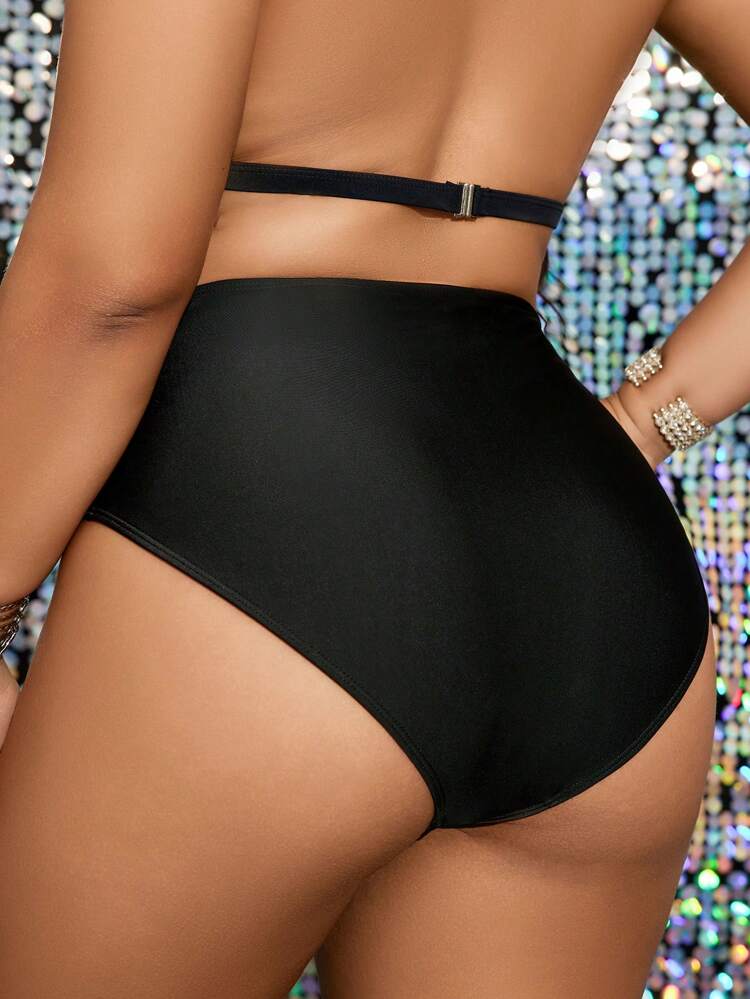Plus Size Women's Fashionable Cross Design Bikini Bottoms,Summer Beach