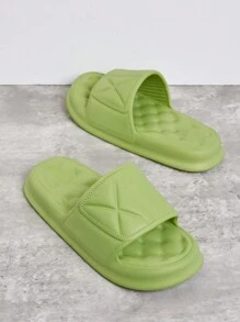 SHUZIA Dép nhựa kiểu dáng đơn giản màu trơn cho nữ hở ngón - màu xanh lá - Xem 2