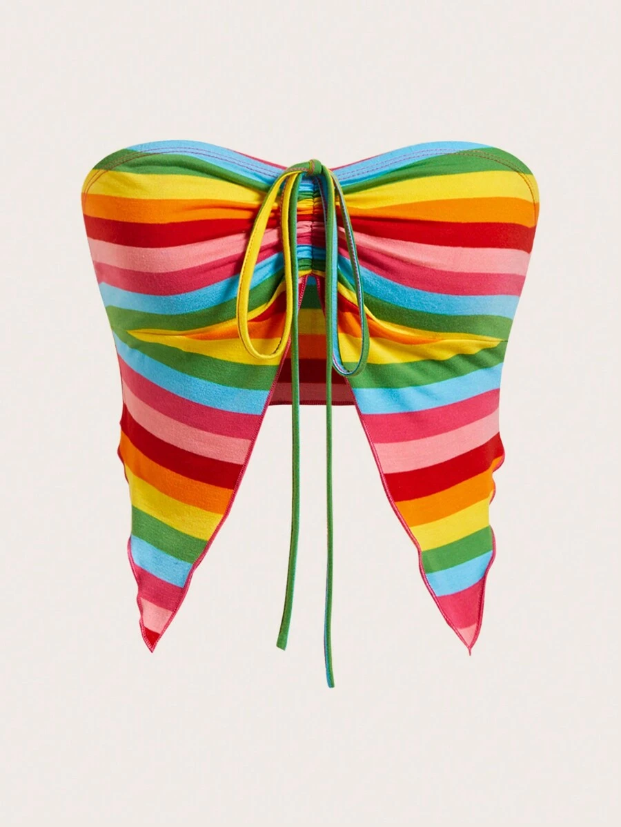 SHEIN ICON Top de tirantes multicolor con cordón - Multicolor - Ver 1