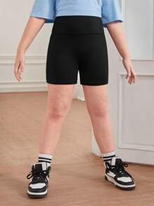SHEIN Tween Girl Uitgebreide maat Comfortabele effen kleur Eenvoudige multipack fietsbroek