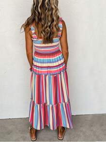 SHEIN LUNE Women's Colorful Striped Printed Sleeveless Dress - Multicolor - View 2