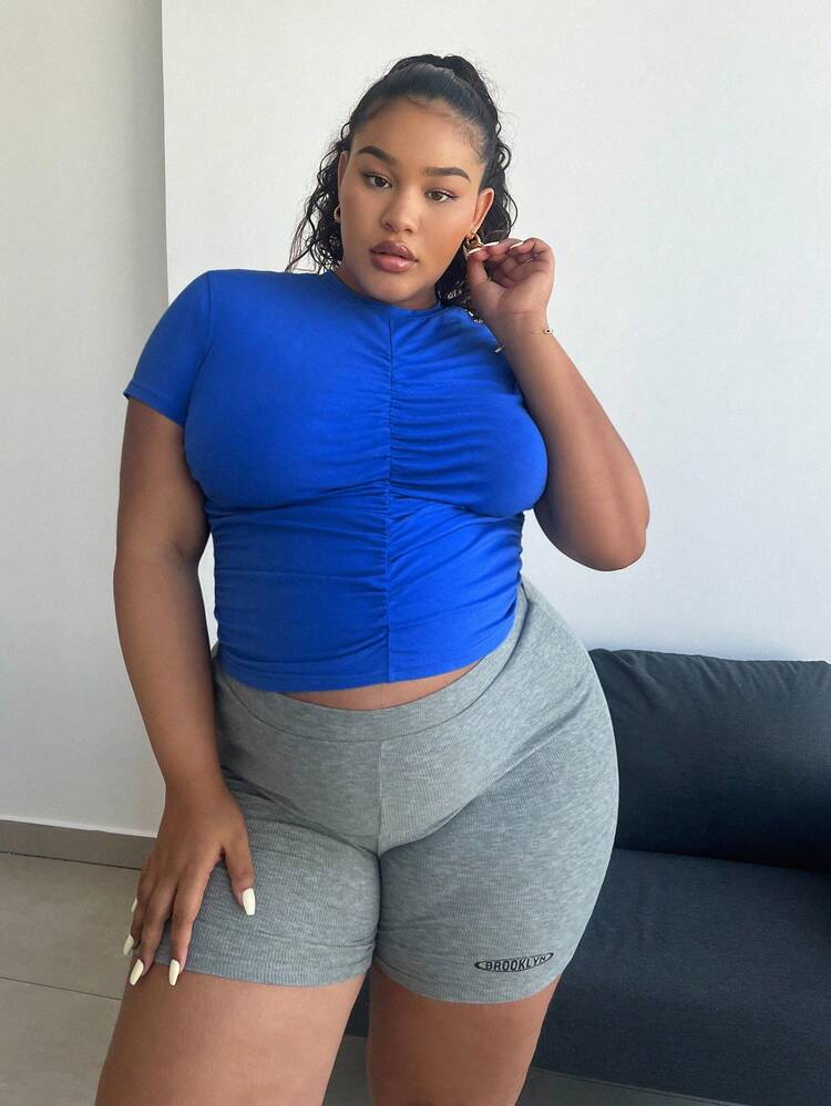 Summer Fashionable Plus Size Women Stretchy Sports Fitness Top