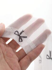 Livesso 女士时尚甜美蝴蝶结设计长袖透明上衣，秋季女装 - 白色 - 查看 9