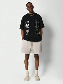 SUMWON Camiseta com Estampa Frontal para Uso Diário - Preto - Visão 4