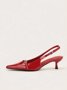 Sexy rote Spitz-Zehen Stiletto High Heels mit Knöchelriemen für Hochzeit oder Party