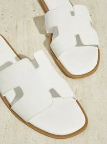 SHUZIA Women's Solid Color Casual Flat Sandals For Everyday Wear Summer Shoes Spring Shoes Spring Break Easter Vacation Shoes Casual Shoes Beach Shoes Mother's Day Present - White - View 4