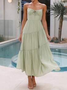 Chiquease Robe d'été à bretelles spaghetti, robe sans manches pour femme avec robe plissée à ligne A, style hawaïen