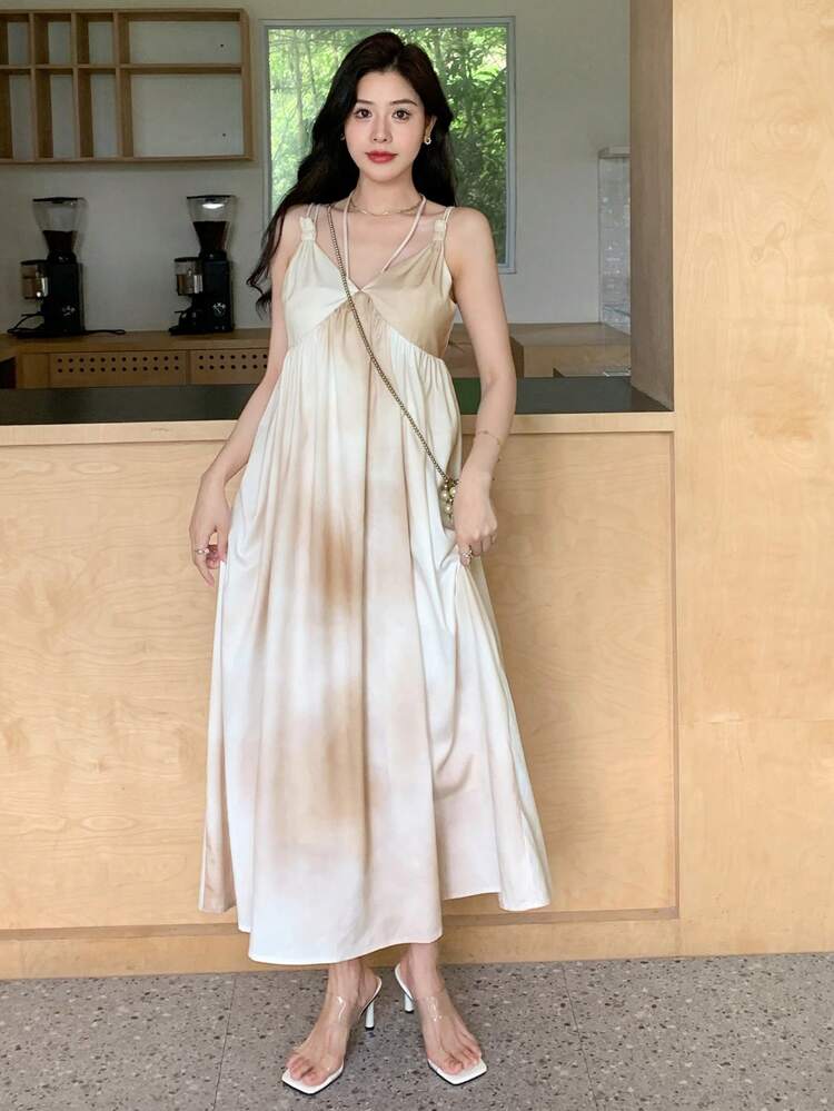 Women's Elegant Tie-Dye Spaghetti Strap Dress For Summer,Casual Women Dresses Maxi Dress