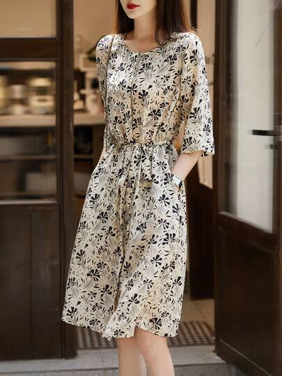 Round Neck Printed Summer Dress