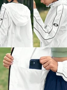 In My Nature Women Color-Blocking Trimmed Outdoor Jacket With Hood