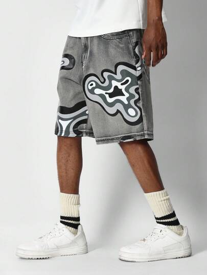 SUMWON 印花牛仔短裤