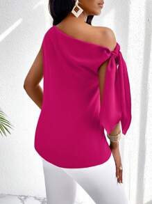 VaVaBold Women's Solid Color Simple Daily Asymmetrical Neck Or Strappy Shirt