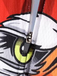 Manfinity Riding Maillot de ciclismo de manga corta con estampado de letra y animal, con cremallera