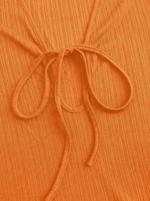 Chiquease Đầm Maxi Nữ Cổ Chữ V Sâu Không Tay Xẻ Tà Dây Buộc Trang Phục Mùa Thu Cho Nữ - trái cam - Xem 5