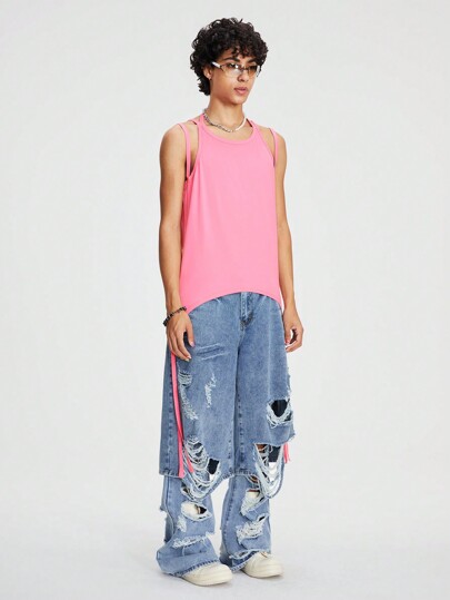 ROMWE Avant Camiseta sin mangas para hombre adecuada para uso diario en primavera y verano