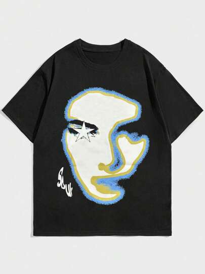 Street Life Men's Printed Short Sleeve Round Neck T-Shirt, Suitable For Daily Wear In Spring And Summer, School