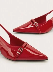 Sexy rote Spitz-Zehen Stiletto High Heels mit Knöchelriemen für Hochzeit oder Party