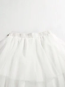 Bridal Gown White Elegant Wedding High Collar Long Sleeves Lace & Multi-Layered Tulle Design Two-Piece Top And Skirt Set - White - View 5