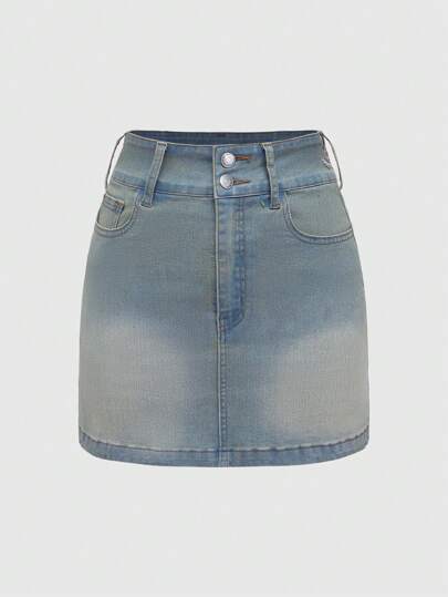 Hippie Women Summer Floral Embroidery Casual Short Denim Skirt