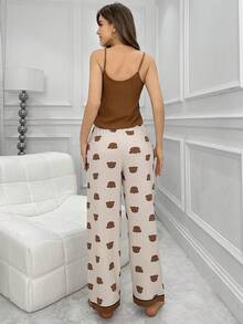 Conjunto De Pijama De Oso De Tela Sólida Con Camisola Y Pantalón - Multicolor - Ver 2