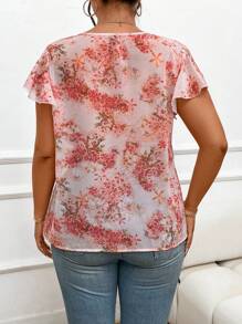 SHEIN Frenchy Áo sơ mi thường ngày in hoa cỡ lớn dành cho nữ, kiểu dáng đơn giản của Bridgerton - Hồng - Xem 2