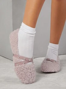 SHUZIA 女款舒適、時尚且多用途的毛絨平底鞋 - 淡紫色 - 查看 2