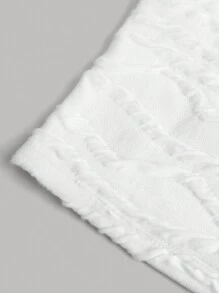 SHEIN Girlism 少女白色纹理针织露肩上衣