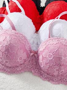 DesireSculpt Bộ Áo Lót Nữ, 4 Áo Lót Nửa Cúp Ren Gợi Cảm Nhiều Màu Sắc - Nhiều màu - Xem 4
