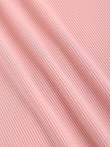 SHEIN Unity Women's Summer Solid Color Halter Bodysuit - Pink - View 3