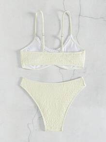 SHEIN Swim Damskie, Jednokolorowe, Plisowane, Seksowne Bikini, Idealne Na Letnie Wakacje