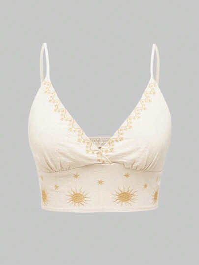 Hippie Camisola superior de talla grande con bordado floral de banda vintage de los 90 para el verano