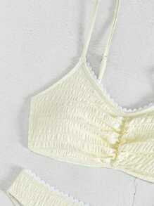 SHEIN Swim Damskie, Jednokolorowe, Plisowane, Seksowne Bikini, Idealne Na Letnie Wakacje