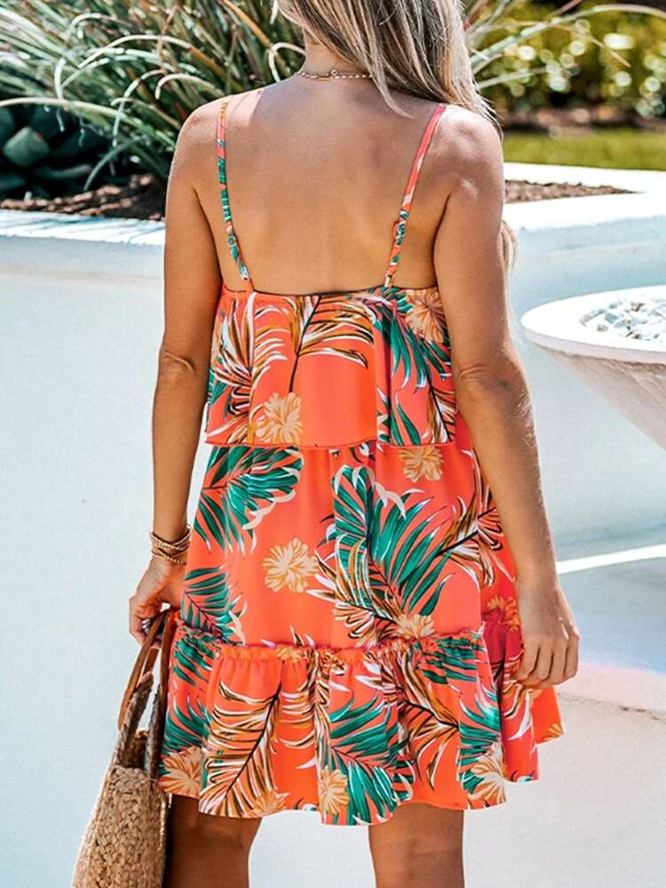 Women's Vacation Leisure Plant Printed Strap Dress