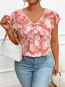 SHEIN Frenchy Áo sơ mi thường ngày in hoa cỡ lớn dành cho nữ, kiểu dáng đơn giản của Bridgerton - Hồng - Xem 6