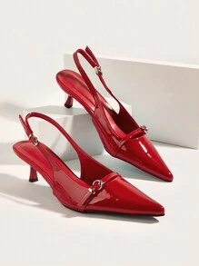 Sexy rote Spitz-Zehen Stiletto High Heels mit Knöchelriemen für Hochzeit oder Party