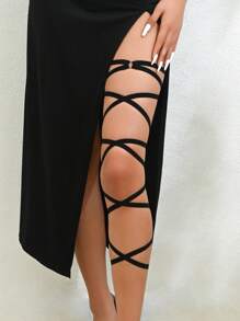 ROMWE Goth Decoração de couro com alças versátil e sexy para mulheres