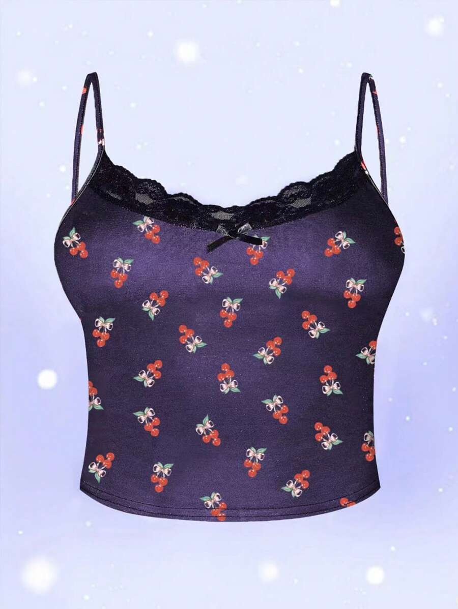 INAWLY 女用隨機蕾絲裝飾吊帶背心派對上衣 - 彩色 - 查看 1