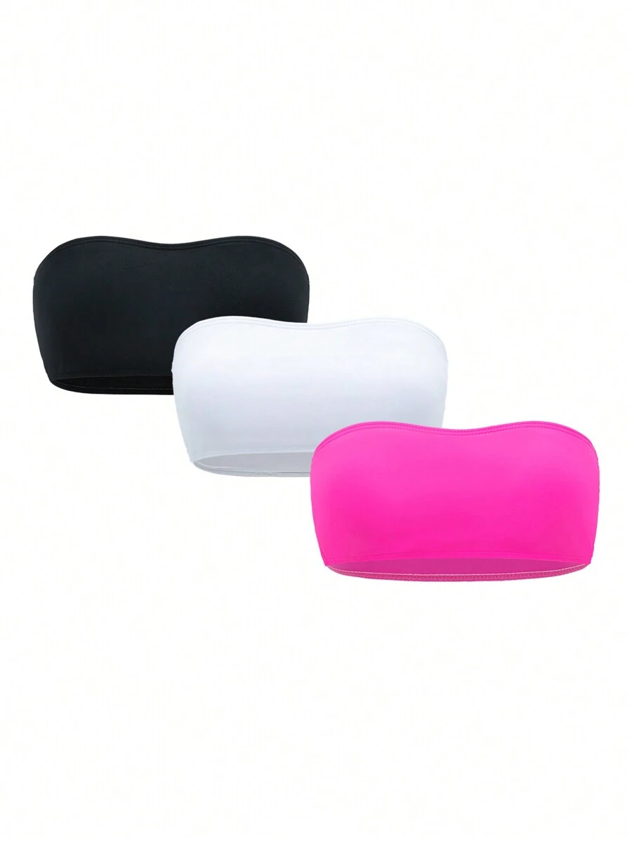 Swim Basics Summer Beach 3pcs/Set Women's Solid Color Swimwear Top