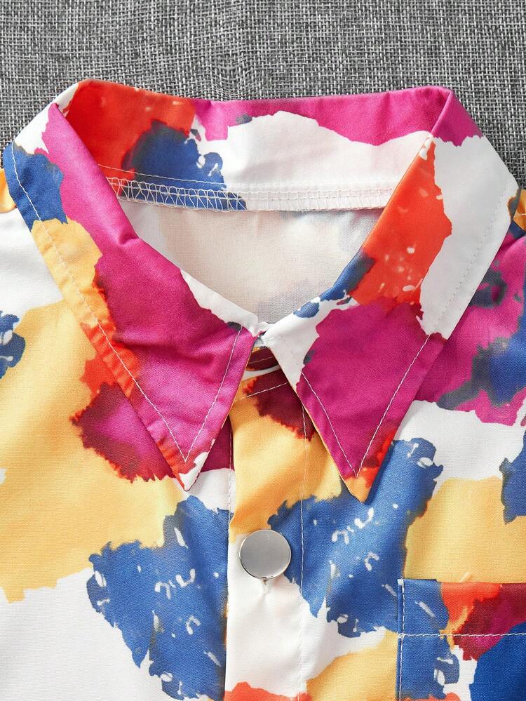 Young Boys' Tie-Dye Short Sleeve Shirt And Shorts Casual Set, Summer