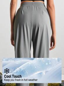 In My Nature Women Drawstring Waist & Cuffed Hem Casual Solid Outdoor Sweatpants - Grey - View 3